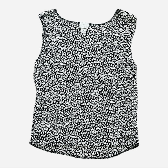 Kim Rogers casual accordion style top shirt MP white black abstract  sleeveless - Picture 5 of 10